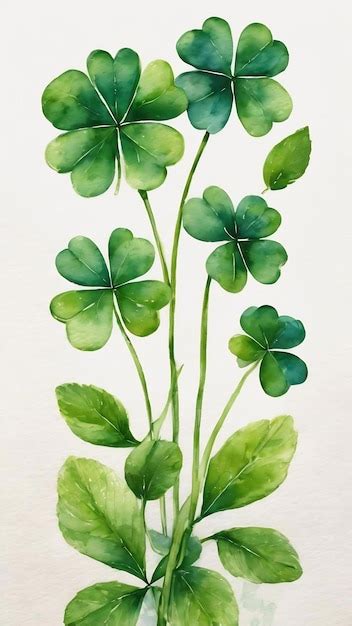 Premium Photo | Beautiful watercolor drawing of bright green clover ...