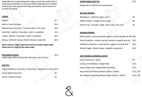 Menu At The Naked Duck North Sydney Cafe North Sydney Mezzanine 177 Pacific Hwy