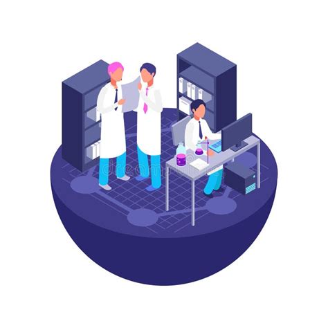 Isometric Chemistry Equipment Vector Test Tubes And Beakers Atom And