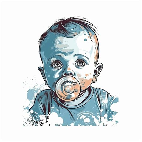 Premium Ai Image Baby With Pacifier Vector Illustration For T Shirt