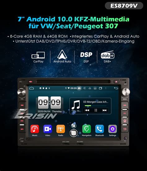 Erisin ES8709V 8 Kern Android 10 0 DAB DSP Autoradio CarPlay OBD GPS