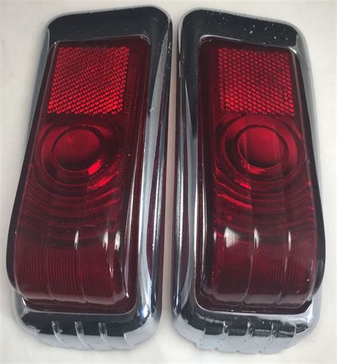 1946 47 48 DESOTO LEFT RIGHT TAILLIGHT BEZELS GLASS LENSES ORIGINAL