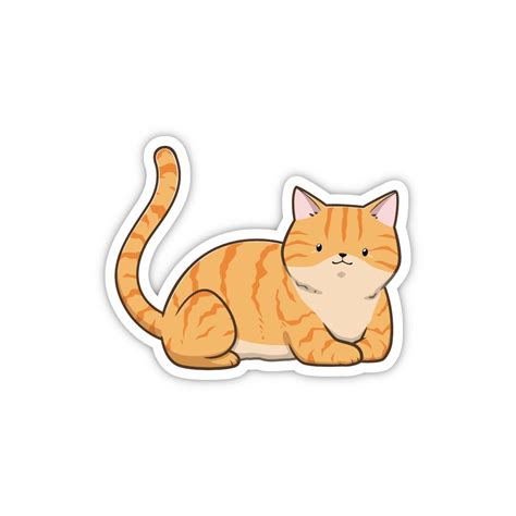 Orange Tabby Cat Sticker Cute Cartoon Pet Animal Kitten Waterproof ...