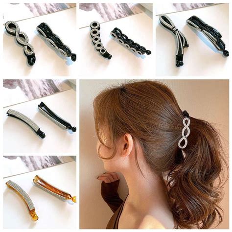 Ponytail Holder Rhinestone Banana Clip Korean Style Vertical Clip