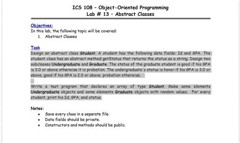 Solved ICS 108 Object Oriented Programming Lab 13 Chegg