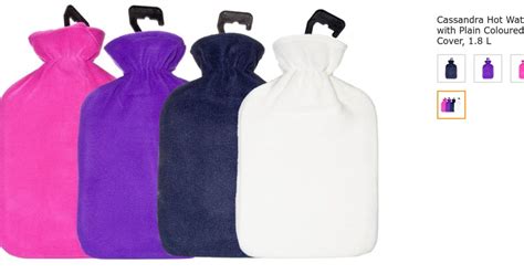 Cassandra Hot Water Bottle With Plain Coloured Fleece Cover L Amazon
