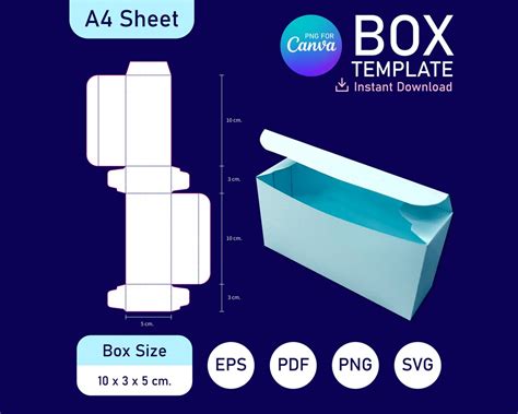 Classic Box Template, Rectangle Box SVG, Classic Box Packaging ...