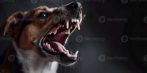 Head shot of aggressive dog barking. Rabies virus infection concept. 44316220 Stock Photo at