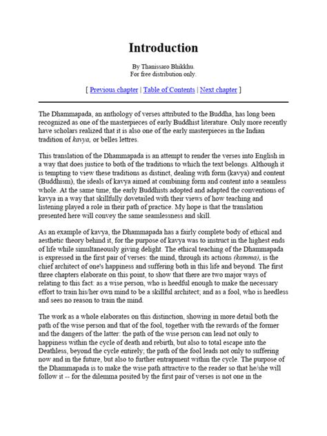 Introduction To Dhammapada | PDF | Poetry | Translations