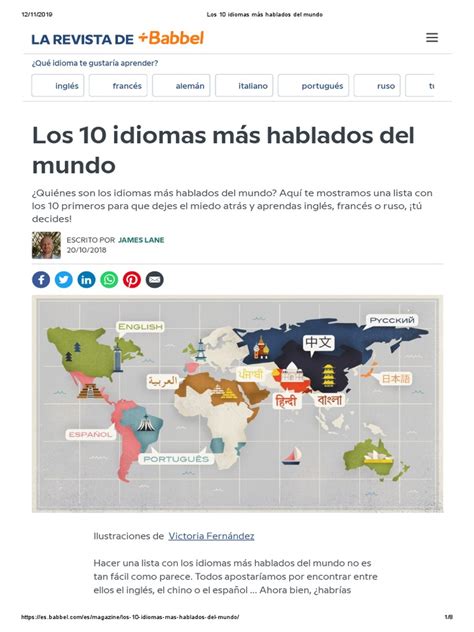 Los 10 Idiomas Más Hablados Del Mundo Pdf Lenguas De Europa