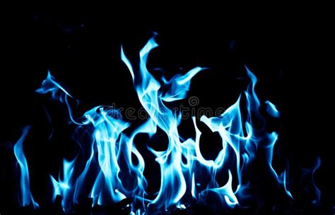 Blue Flame Fire On Black Background Stock Photo Image Of Flame