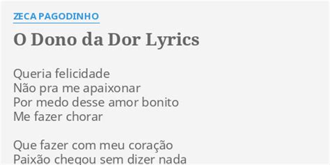 Letra De Zeca Pagodinho O Dono Da Dor