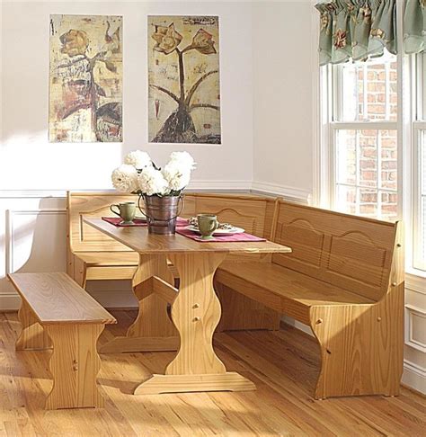 Brazilian Pine Dining Nook Set w Bench Style - Contemporary - Dining ...