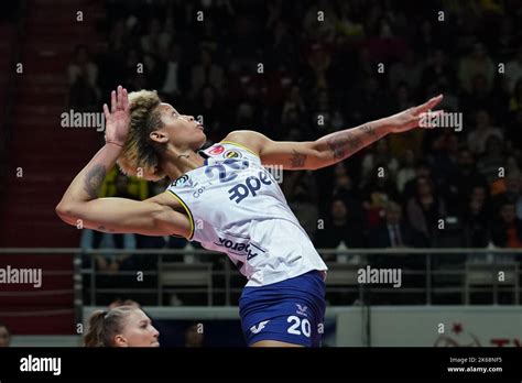 ISTANBUL TURKEY APRIL 30 2022 Melissa Vargas Serves During