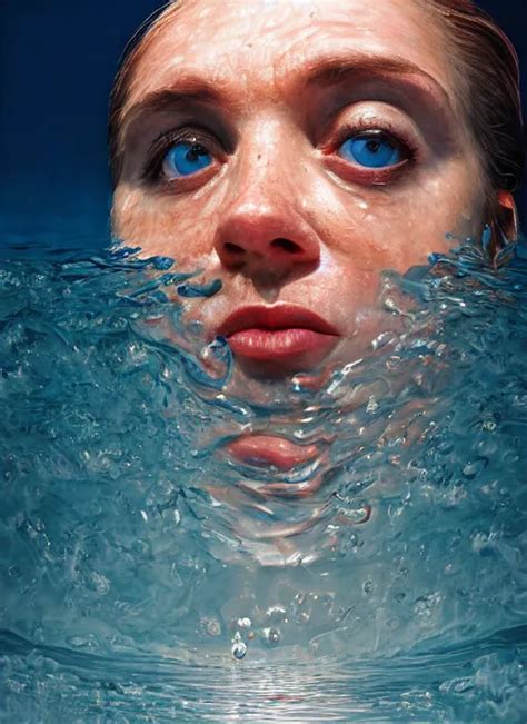 KREA Beautiful Extreme Closeup Portrait Of A Woman Fully Submerged