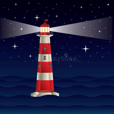 Silhueta do farol na noite ilustração stock Ilustração de navios