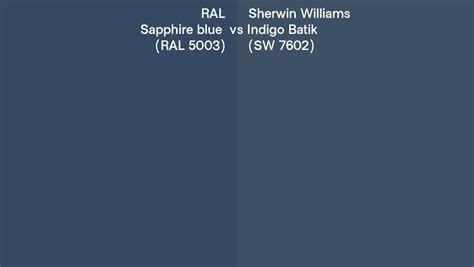 Ral Sapphire Blue Ral 5003 Vs Sherwin Williams Indigo Batik Sw 7602