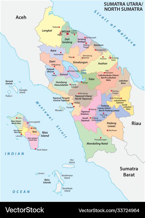 Admin Map Indonesian Province North Sumatra Vector Image