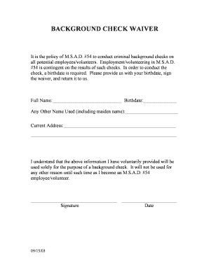 Background Investigation Waiver Fill Online Printable Fillable