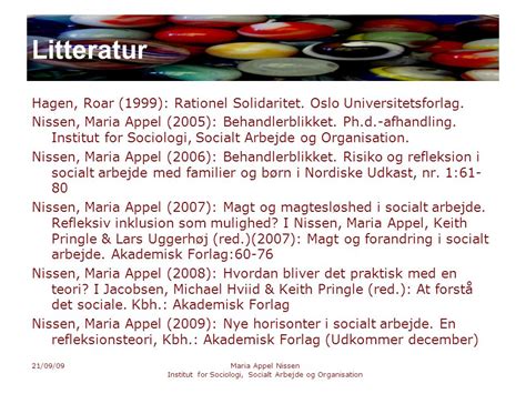 21 09 09Maria Appel Nissen Institut For Sociologi Socialt Arbejde Og