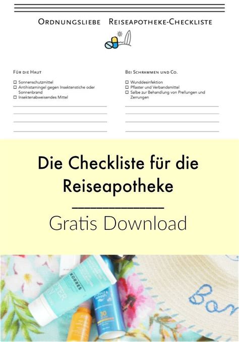 ultimative Checkliste für Reiseapotheke zum kostenlosen