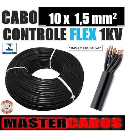 Cabo Controle Comando 10 Vias 10x1 5 Mm 1 Kv Flex Pvc 46 M