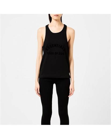 Fear Of God Essentials Logo Printed Tank Top In Black Lyst Uk