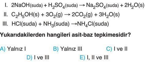 Kimyasal Tepkimeler Ve Denklemler Test Z S N F Kimya Yeni