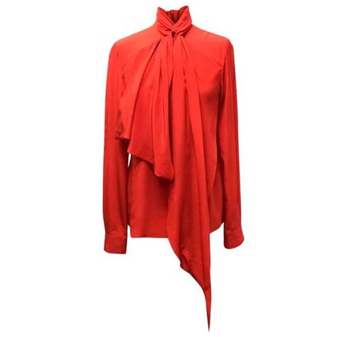 Givenchy Red Silk Blouse With Pussy Bow Tie For Sale At Stdibs Red Silk Shirts