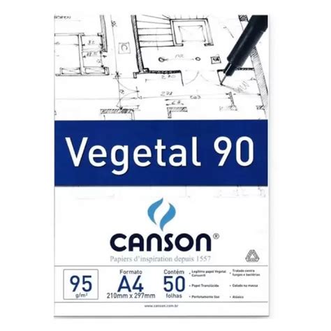 Canson Bloco Papel Vegetal 90g C 50 Folhas A4 Shopee Brasil