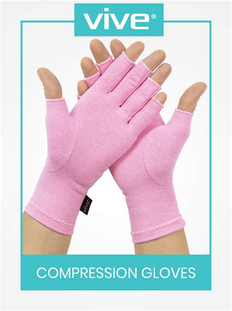 Vive Pink Arthritis Gloves Fingerless Hand Compression Open Finger