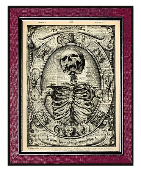 Skeleton Memento Mori Dictionary Art Print Skeleton Wall Art Etsy