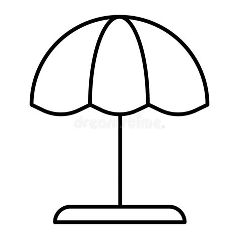 Beach Umbrella Thin Line Icon Parasol Vector Illustration Isolated On