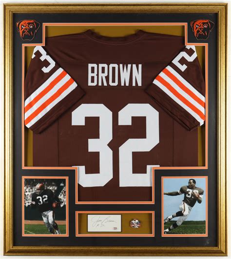 Jim Brown Signed Custom Framed Cut Display with Jersey, Official Jim ...