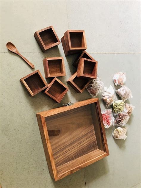 Brown Wooden Spice Box For Kitchen Capacity 250ml At Rs 350 Piece In