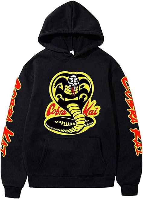 Cobra Kai Karate Kid Dojo Retro Mens Hoodie Snake Logo Martial Arts