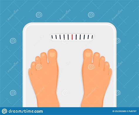 Woman Is Standing On Bathroom Scalestop View Of Feet Weight