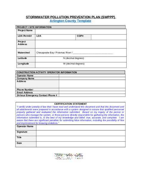 Des Stormwater Pollution Prevention Plan Template Docx Fill Out Sign