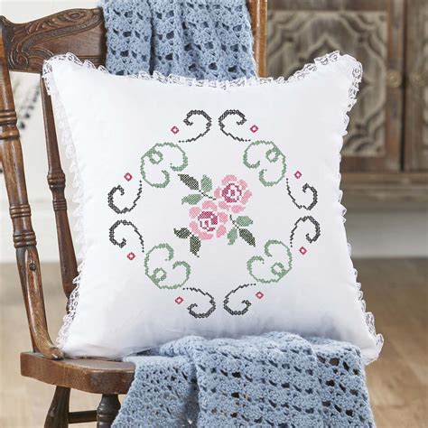 Herrschners Alexandra Pillow Cover Stamped Cross-Stitch | Michaels