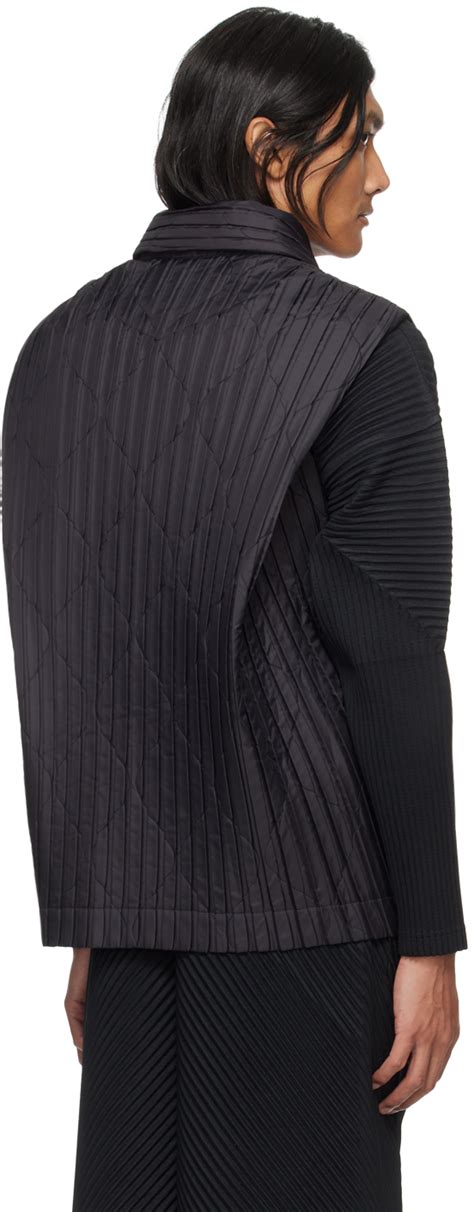 Homme Pliss Issey Miyake Black Padded Pleats Vest Homme Plisse Issey