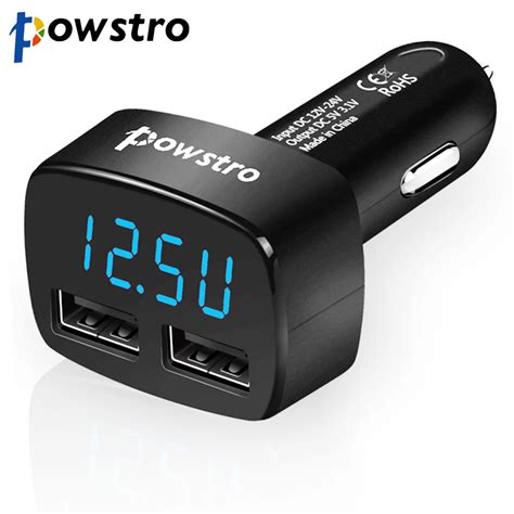 Powstro Dual Usb Car Charger V A Quick Charge Led Display Cigarette