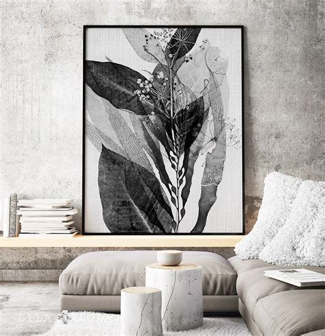 Botanical Print Black And White Wall Art Printable Digital Etsy Canada