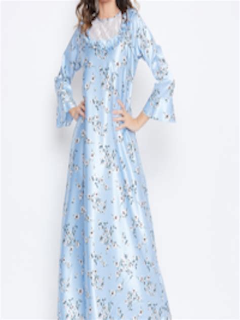 Buy The Kaftan Company Blue Printed Nightdress Nt Py Halley03