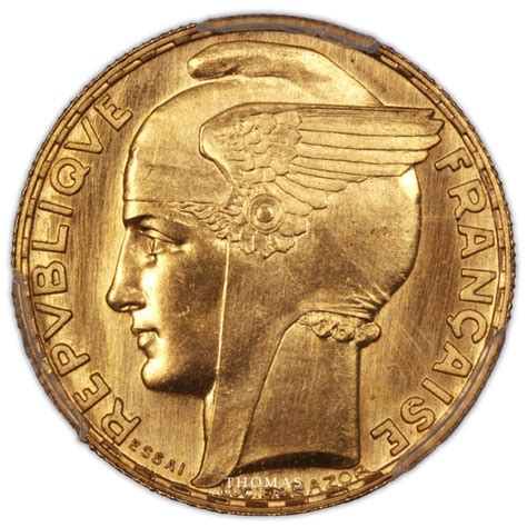 France concours de 100 francs Bazor Bronze doré 1929 essai uniface