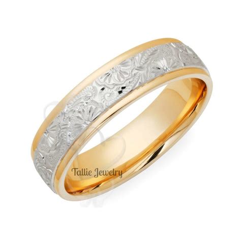 Hand Engraved Gold Wedding Bandshand Engraved Gold Wedding Ringstwo