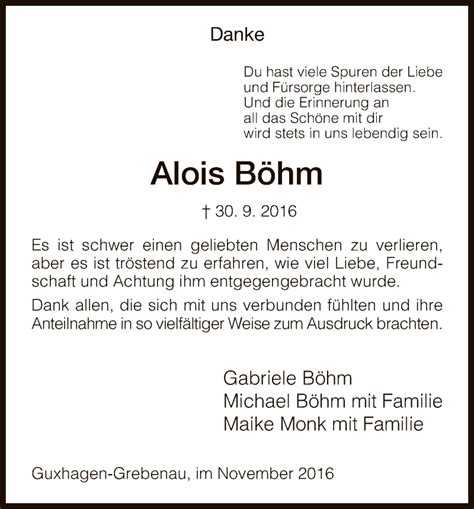 Traueranzeigen von Alois Böhm Trauer HNA de