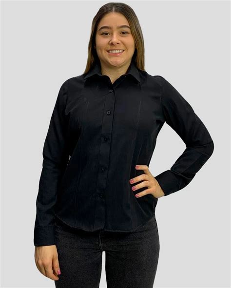 Camisa Negra Oxford Dama El Punto De Las Dotaciones