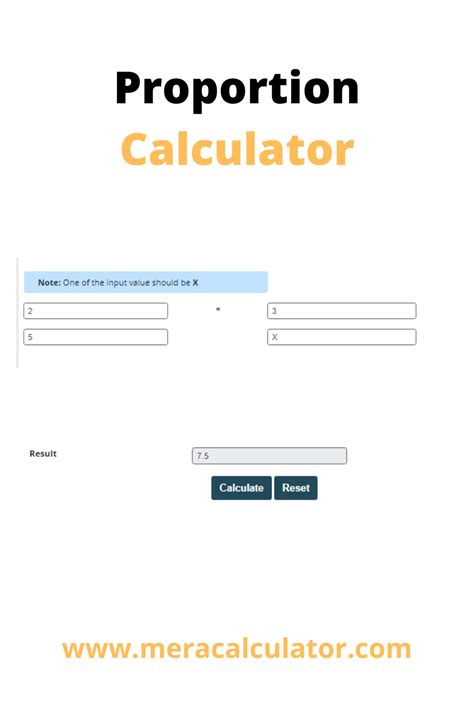 Solve the value of an unknown variable using this proportion calculator. It is an online tool ...