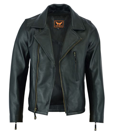 Mens Classic Vintage Genuine Top Grain Cowhide Biker Leather Jacket EBay