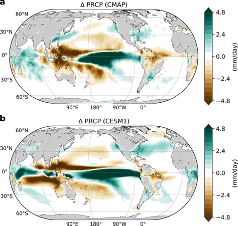 Precipitation anomalies in the extreme El Niño period Composite of DJF